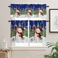thumbnail image 2 of Christmas Snowman Kitchen Curtains and Valances Set, Xmas Tree Forest Snowflake Winter Navy Blue Rod Pocket Window Valance Window Curtain Panels for Living Room Bedroom Laundry, 27.5x36in, 3 Pieces, 2 of 7
