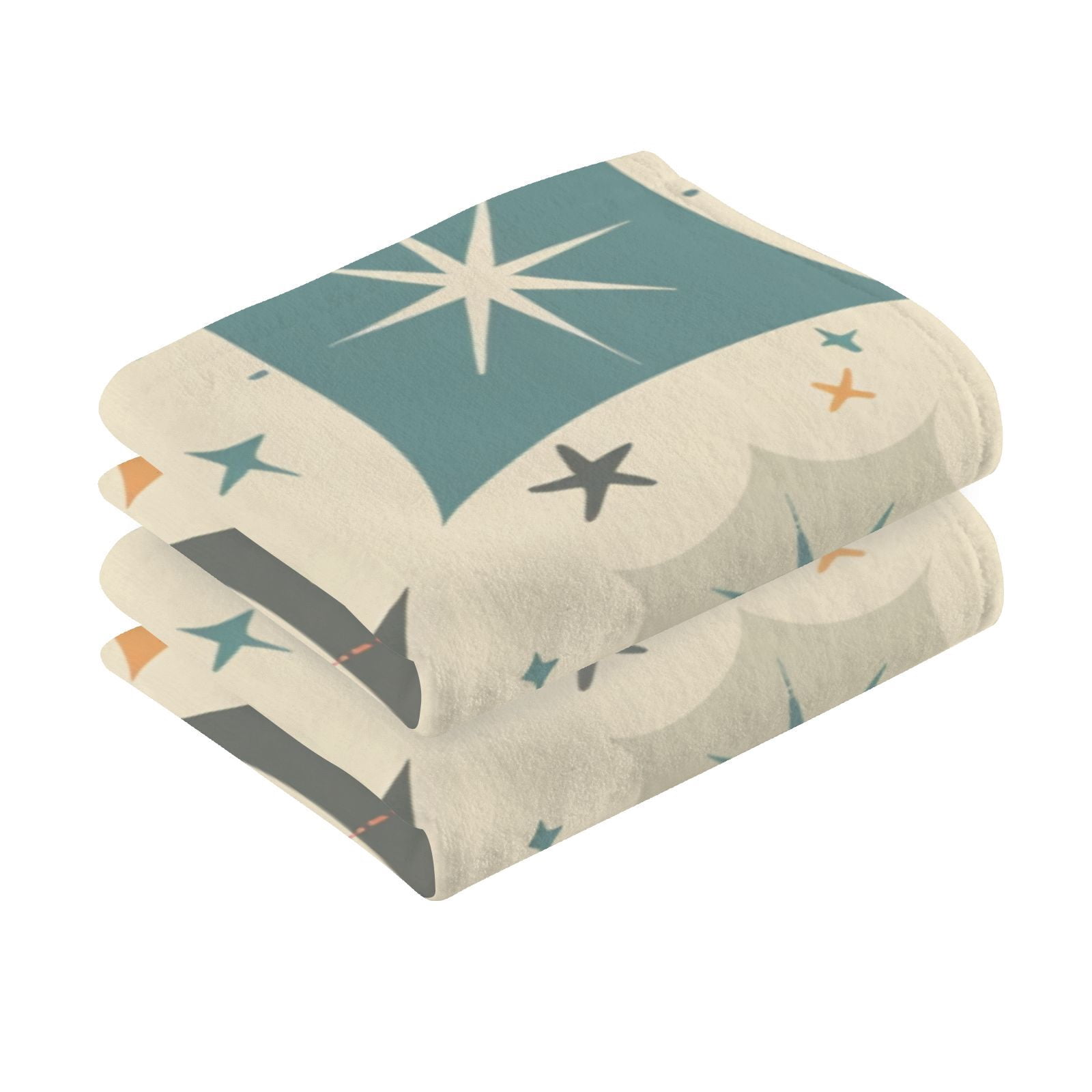 Rural Stars Square Hand Towels Cotton Bath Towels Large Face Towels Absorbent for Bathroom 2 Packs