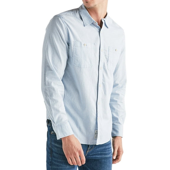 New Lucky Brand Mens Blue Striped Saturday Mason Workwear Shirt Sz Small S 3138-5