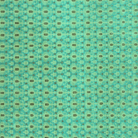 Ahgly Company Machine Washable Indoor Square Abstract Turquoise Blue Modern Area Rugs, 7' Square