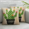 thumbnail image 3 of COMIO  Square Throw Pillow Covers Green Plant Pot Cartoon Cactus Cacti Red Flowers Home Decorative Cushion Case Succulent Accent Pillow Protector, 3 of 5