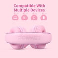 thumbnail image 4 of POWMEE M1 - Auriculares para niños con cable para niños, plegables, estéreo, ajustables, sin enredos, cable jack de 0.138 in, auriculares supraaurales para niños (rosa), 4 of 5