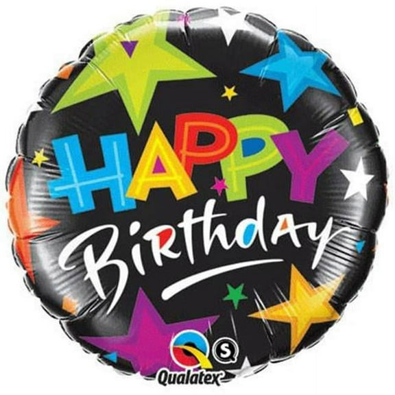 Pioneer Balloon Company 23785 Bday Brilliant Stars, 18", Black