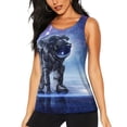 thumbnail image 2 of Picia Astronauts Start Running Pattern Women's Workout Tank Top,Breathable Activewear,Slim Fit Athletic Top,Versatile Workout Moisture-wicking top-Medium, 2 of 9