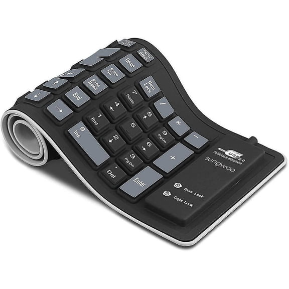 Foldable Silicone Keyboard Usb Wired Waterproof Rollup Keyboard For Pc Notebook Laptop (Black Grey)