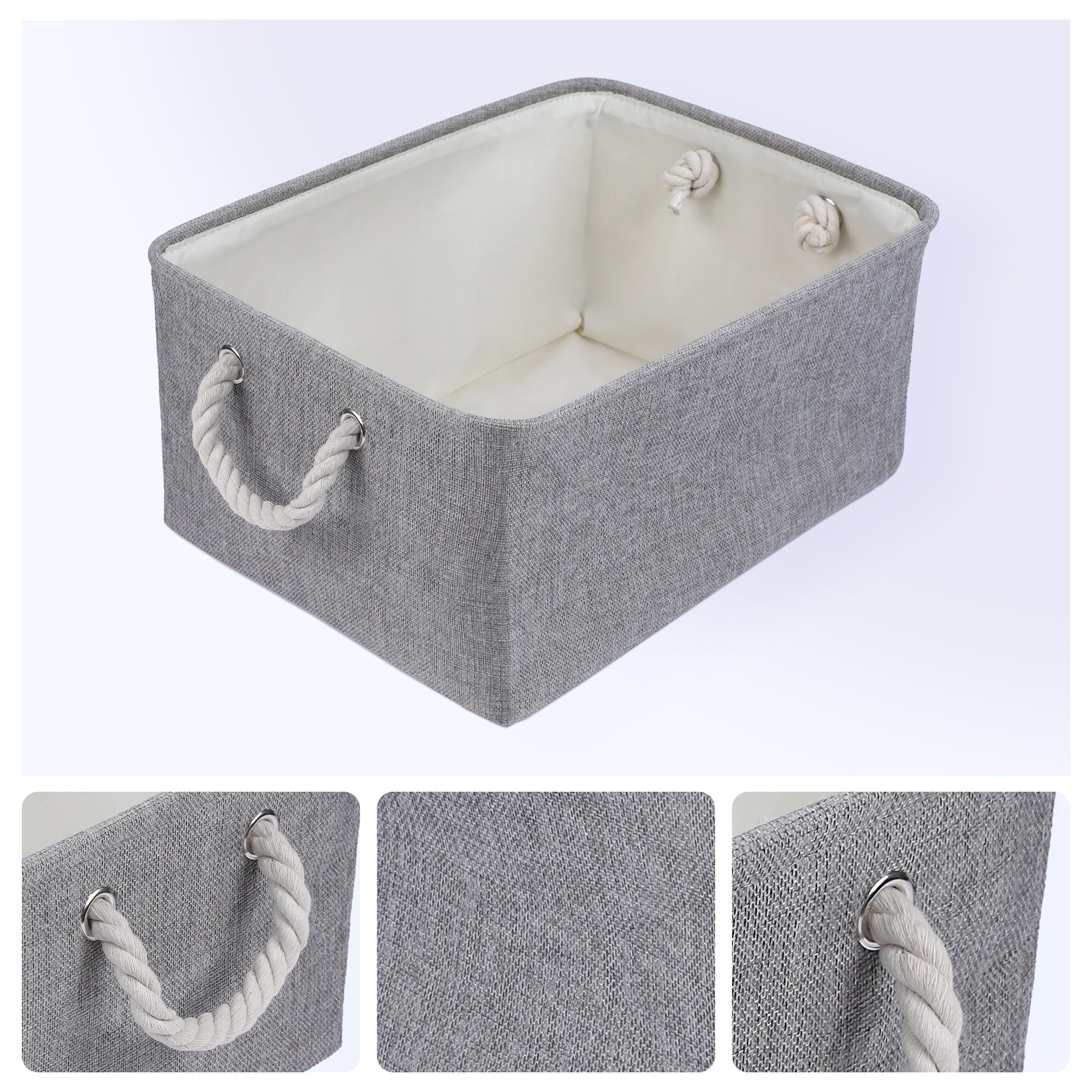 Unique Bargains Storage Bin with Handles for Closet Organizers Gray 16.1"x12.2"x7.9"