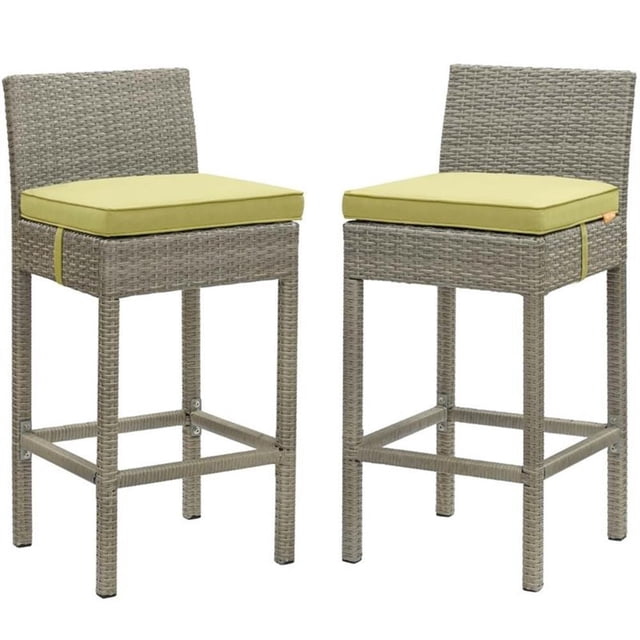 Modway Tabouret de Bar de Mobilier de Patio Extérieur en Rotin à 2 Conduits, Gris Pâle