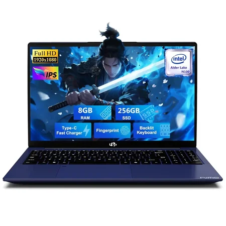 17.3'' FHD IPS Laptop Computer, Intel Pentium Quad-Core N100 Processor, 8GB RAM 256GB SSD, Type-C 65W PD Fast Charger, Fingerprint Backlit Keyboard, Win 11, WiFi 6 (Blue)