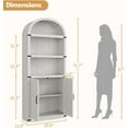 thumbnail image 3 of 71.7" Tall Arched Bookcase with 2 Doors – Farmhouse Storage Cabinet, 3 Open Shelves, Metal Accents, Antique White/Gray/Wood Finish, 3 of 8