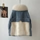 thumbnail image 2 of Chaqueta de plumón de piel sintética de zorro para mujer, abrigo de mezclilla de terciopelo cálido, abrigo de cuello de piel grande informal, abrigo de Jean grueso y cálido, invierno, 2024, 2 of 5