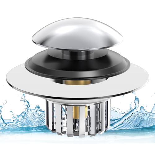 Upgraded 2 in 1 Bathtub Drain Stopper,Pop Up Tub Drain Hair Catcher,Anti Clogging Tub Drain Stopper,Replaces Lift and Turn,Tip-Toe and Trip Lever drains for Tub,Easy Install and Clean
