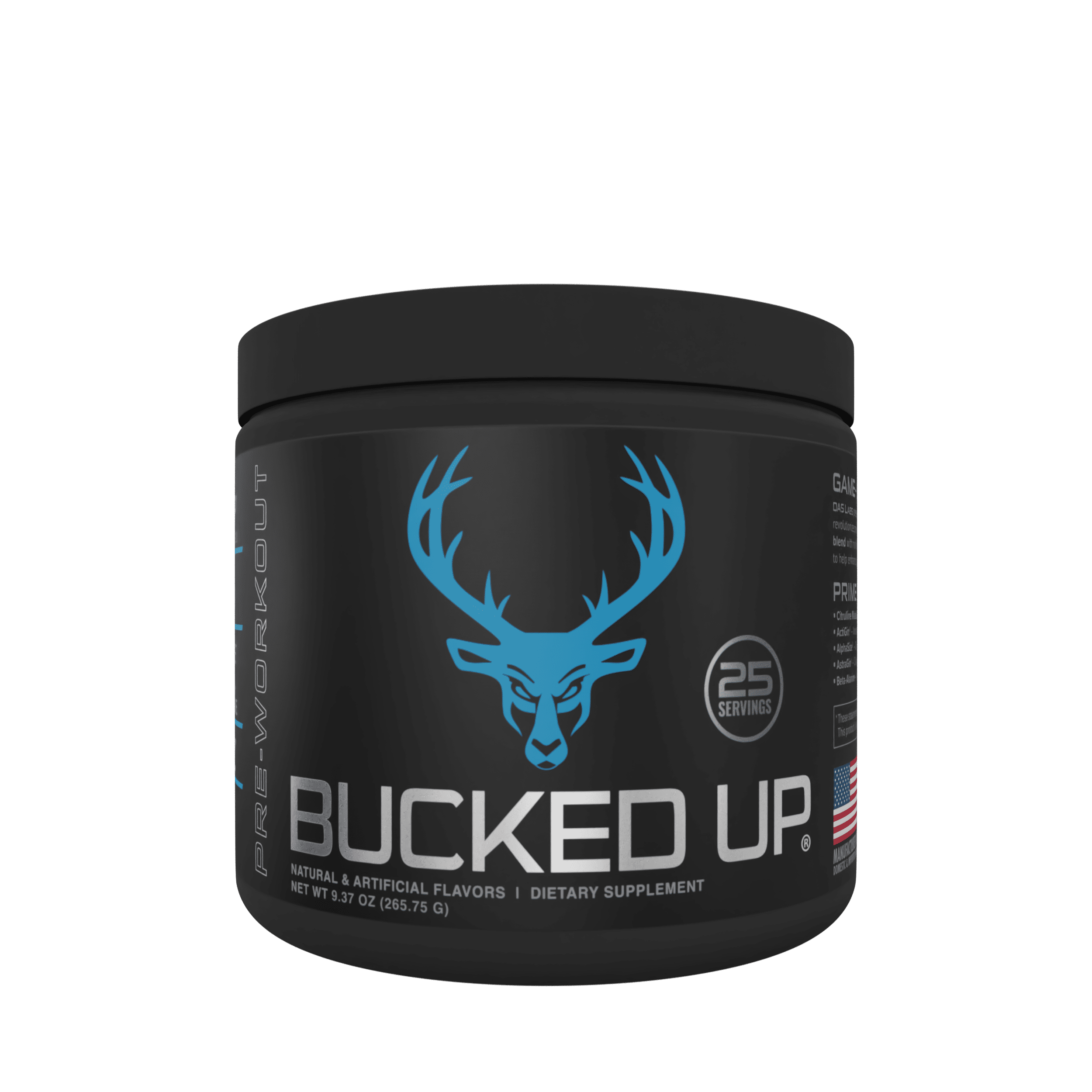 Bucked Up Pre-Workout Powder, Blue Raz, 200mg Caffeine, 25 Servings