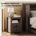 thumbnail image 3 of Papajet 17.7"W Farmhouse Nightstand Set of 2, Wooden Side Table with Drawers & Open Shelf, Narrow Bedside End Table for Bedroom, Rustic Black Oak, 3 of 9