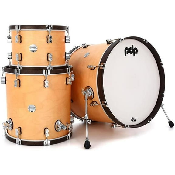 Concept Maple Classic 22 in. Kick Shell Pack, Natural with Walnut Hoops - 3 Piece