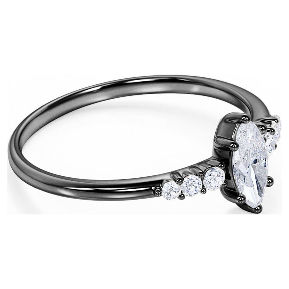 JeenMata 1 Carat Elegant Marquise Cut Engagement Ring in 18K Black Gold Plating for Women
