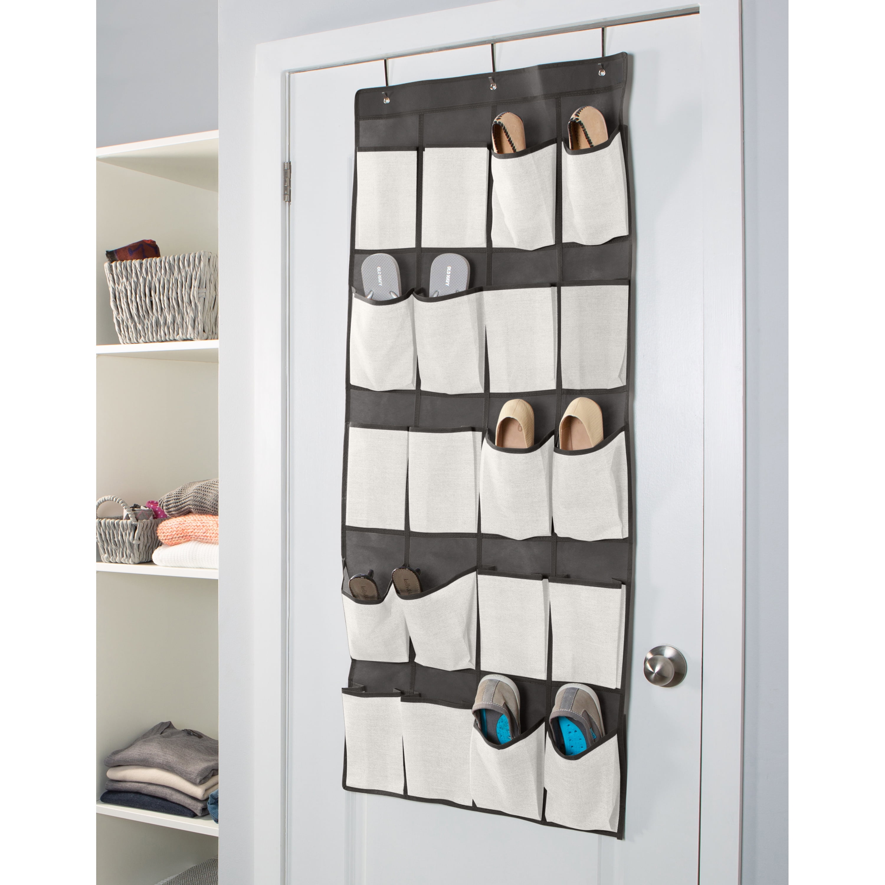 Simplify 20 Pocket Over The Door Hanging Shoe Organizer in Cashmere
