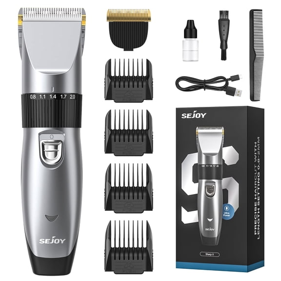 Sejoy Hair Clippers for Men, Cordless Barber Grooming Set Professional Hair Cutting Kit,Rechargeable Home Haircut,Gray