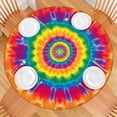 thumbnail image 2 of Yellow Tie Dye Spiral Pattern Round Fitted Tablecloth with Elastic Edge,Dining Table Cover Waterproof,Outdoor Round Tablecloth for Camping,Dining,Indoor and Outdoor, 2 of 7