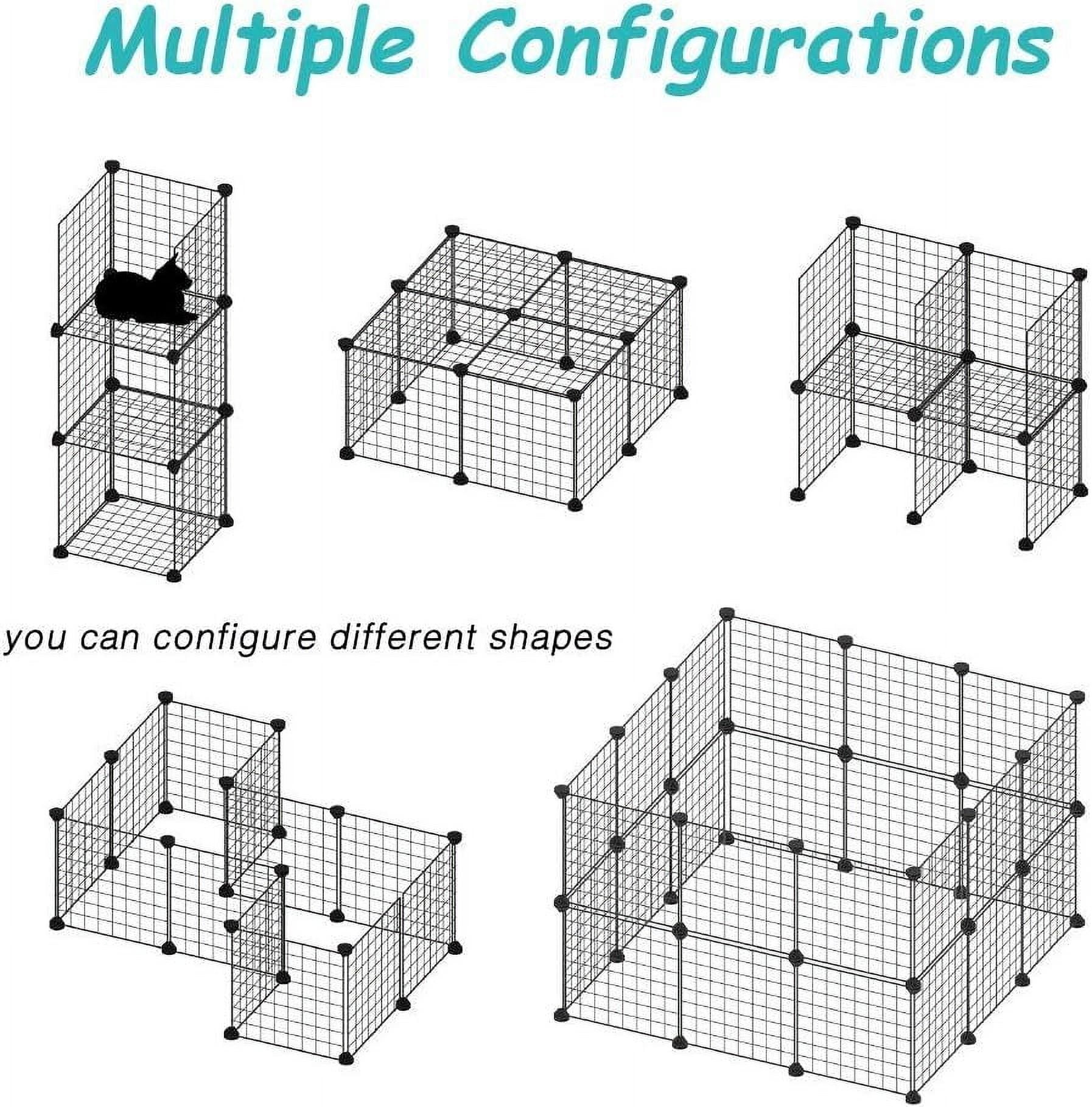 LQQBOX Small Animal Playpen, Small Animal Cage for Indoor Outdoor Use, Portable Metal Wire Yard Fence for Small Animal, Guinea Pigs, Bunny, Turtle, Hamster (14.57x14.57)