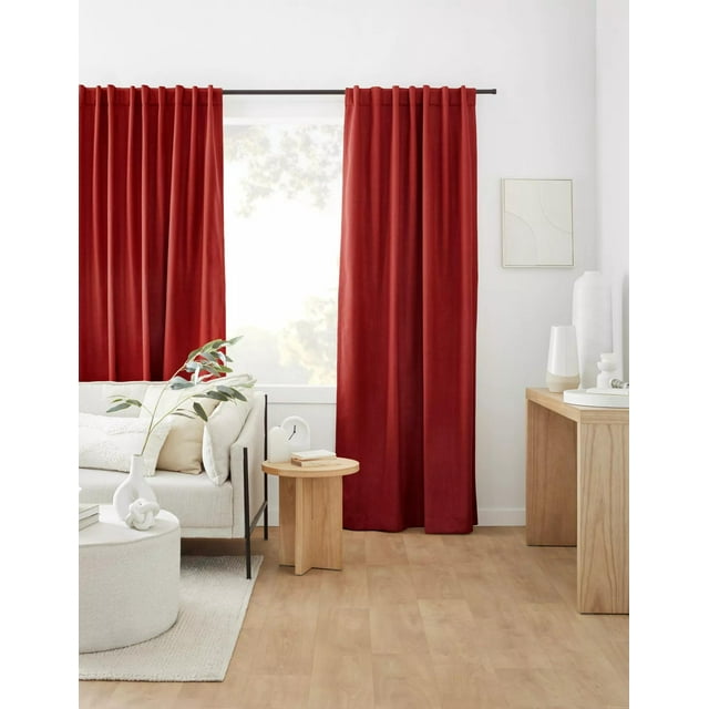 Bouclair Rideau Occultant Rouge Taha à Passe-Tringle et Pattes Arrière 54x84 Po (137x213 cm)