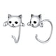 thumbnail image 1 of EeaseMX 1 par de pendientes de plata con forma de gato, elegantes pendientes de botón para mujer., 1 of 7