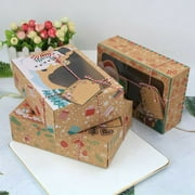 Chocolate Box Christmas Thanksgiving Candy Cookie Kraft Paper Box With Plastic PVC Window Gingerbread Chocolate Box