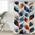 thumbnail image 2 of 54x78 Inch Shower Curtain Decorative Navy Blue Burnt Orange Bathtub Bath Curtains Fabric Waterproof Bathroom Decor Abstract Palm Leaf Botanical Small Stall Shower Curtain Set with 12 Hooks, 2 of 6