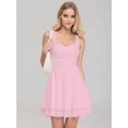 thumbnail image 5 of Women'S Square Neck Sleeveless Dress with Pleated Waist Tiered Hem Elegant Summer Midi Gown Pink M, 5 of 7