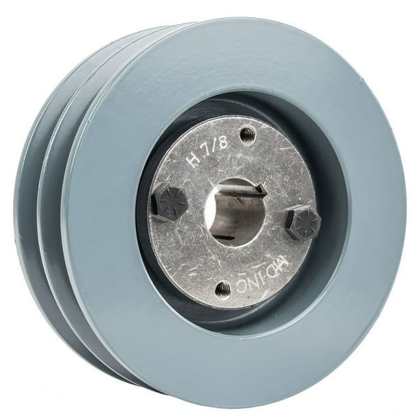 B Section Dual Groove 2 Pc 5" Pulley w/ 7/8" Sheave Shiv Cast Iron 5L V