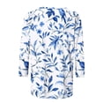 thumbnail image 4 of ZVAVZ Hauts Tendance pour Femmes 2025, Tunique d'Été à Imprimé Floral Manches 3/4 Col Rond Chandail Ample Décontracté Multicolore P, 4 of 5