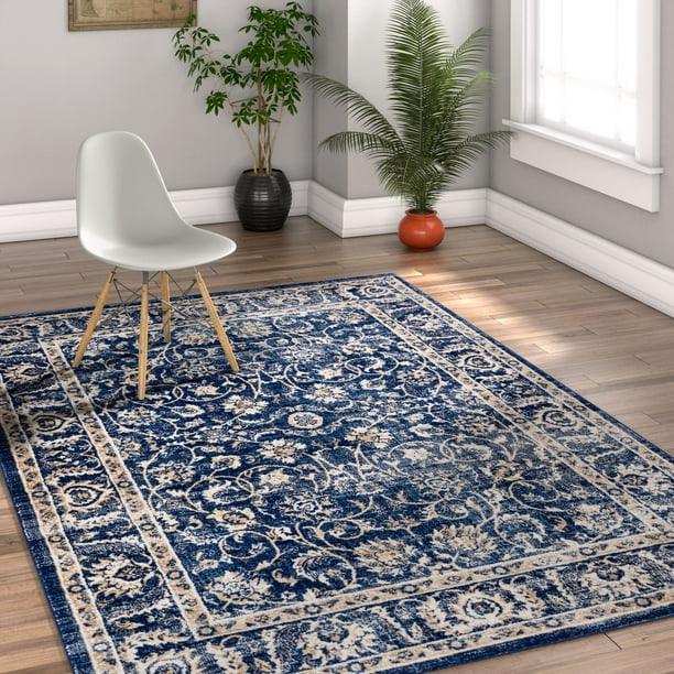 Well Woven Amba Sonoma Traditional Distressed Blue Area Rug