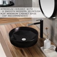 thumbnail image 3 of Strictly Sinks Round Ceramic Luxury Vessel Sink - 16 Inch Modern Countertop Bathroom Sink Black, 3 of 8
