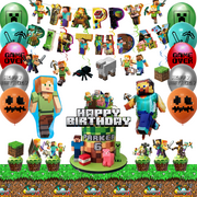 Minecraft Birthday Party Supplies, Minecraft Party Decorations Set - Minecraft Birthday Decorations Banners Tablecloth Minecraft Balloon Cake Topper etc. Minecraft Party Supplies
