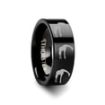 thumbnail image 1 of Animal Giraffe Print Ring Engraved Flat Black Tungsten Ring - 4mm - 12mm, 1 of 1