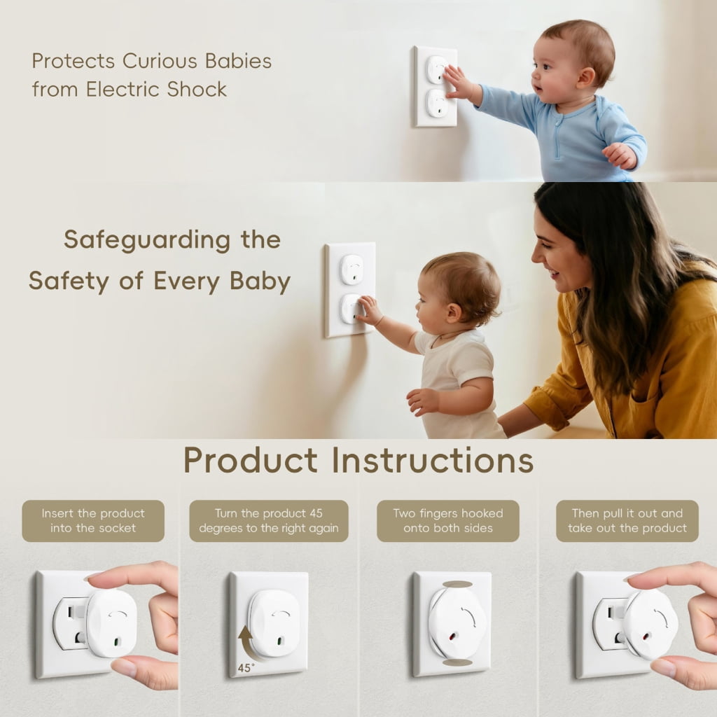 Outlet Protectors Easyly Install Nontoxic Plastic Materials for Toddler Safety