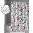 thumbnail image 3 of Shower Curtain, Farm Ombre Red Pink Floral Waterproof Shower Curtain Set with Hooks for Bathroom Showers,Stalls and Bathtubs,72x84In Blue Green Leaves, 3 of 9