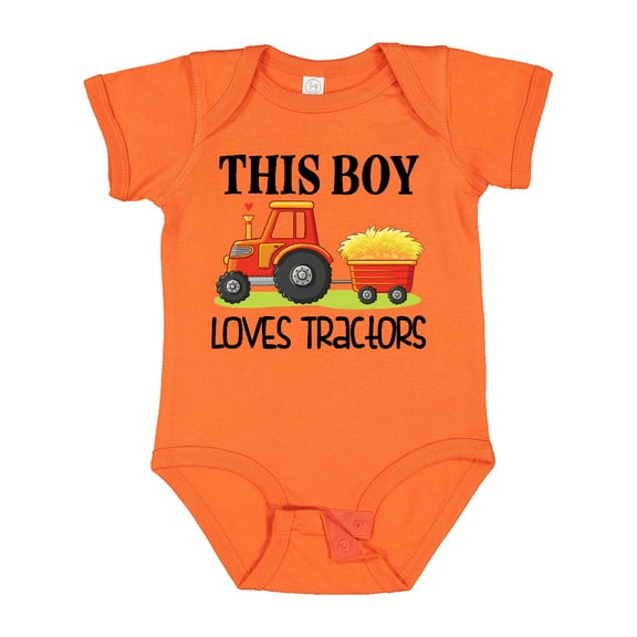 Inktastic Farming Cute Boy Loves Tractors Boys Baby Bodysuit