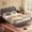 Gray (HC229B-21), variant on Bed Frame, Upholstered Wingback Platform with with Scalloped Edges, Modern Minimalist Design Bed Frame
