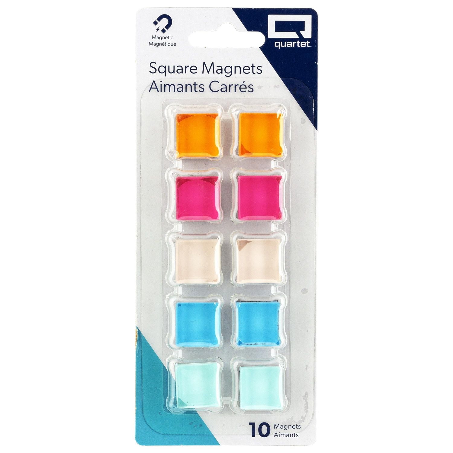 Quartet Mini aimants carrés, aimants, couleurs assorties, paquet de 10 Mini aimants, paquet de 10