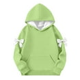 thumbnail image 3 of HAiming Kids Fleece Sweatshirts Bow Long Sleeve Hoodies with Pockets Trendy Casual Shirts Fall Winter Going out Tops, 3 of 5