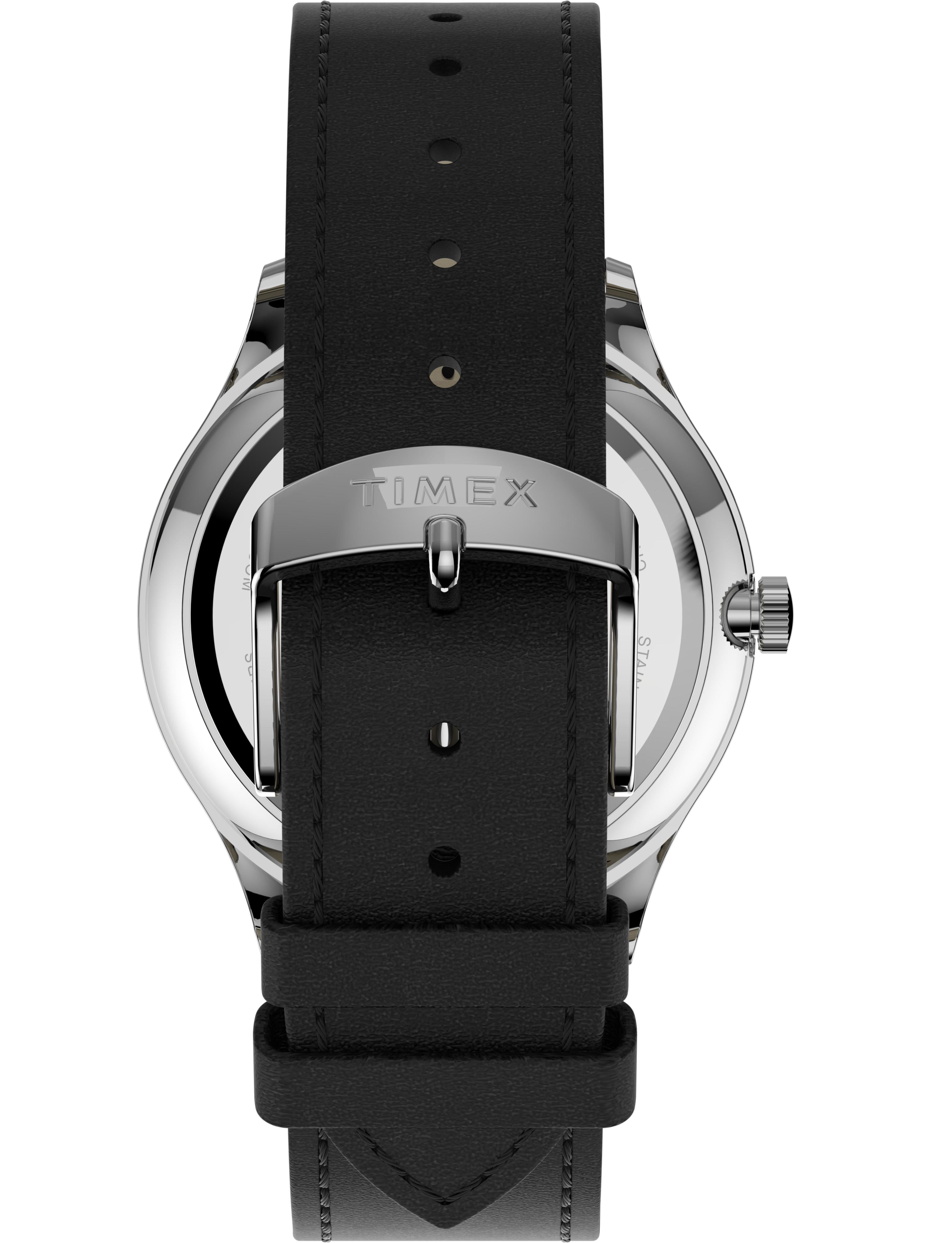Timex Men's Modern Easy Reader 40mm Black/Silver/White Watch, Genuine Leather Strap