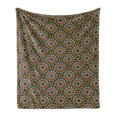 thumbnail image 1 of Mandala Soft Flannel Fleece Throw Blanket, Flourishing Nature Design with Paisley Motif Bohemian Pattern, Cozy Plush for Indoor and Outdoor Use, 50" x 60", Seafoam Marigold Red, by Ambesonne, 1 of 6