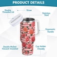 thumbnail image 4 of 30 oz Tumbler With Handle Stainless Steel Insulated Tumbler With Lid for Car Cup Holder Roses and Stripes Pattern, 4 of 9