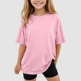 thumbnail image 2 of Povozer Toddler Girls Tee Shirts 2025 Girls Pleated Short Sleeve T Shirts Kids Summer Crewneck Shirts Casual Tops Tees for 110,Light Pink, 2 of 6