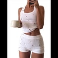 thumbnail image 3 of Conjunto de Shorts Deportivos Ajustados para Mujer: Top Sin Mangas y Shorts Flores Rojas M, 3 of 8