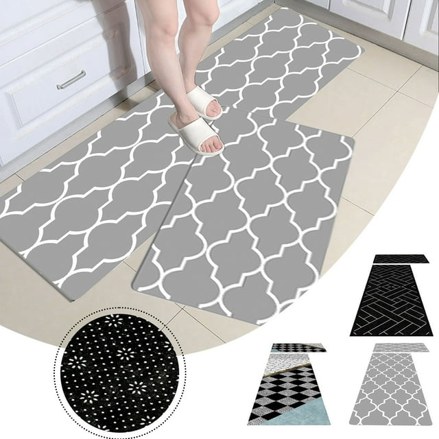 Fiudx Tapetes de Cocina Acolchados, Diseño Ergonómico Antideslizante, Impermeables y Antimanchas, Versátiles para Cocina, Oficina y Lavandería. Juego de 2 Piezas, 40 X 60 Cm + 40 X 120 Cm.