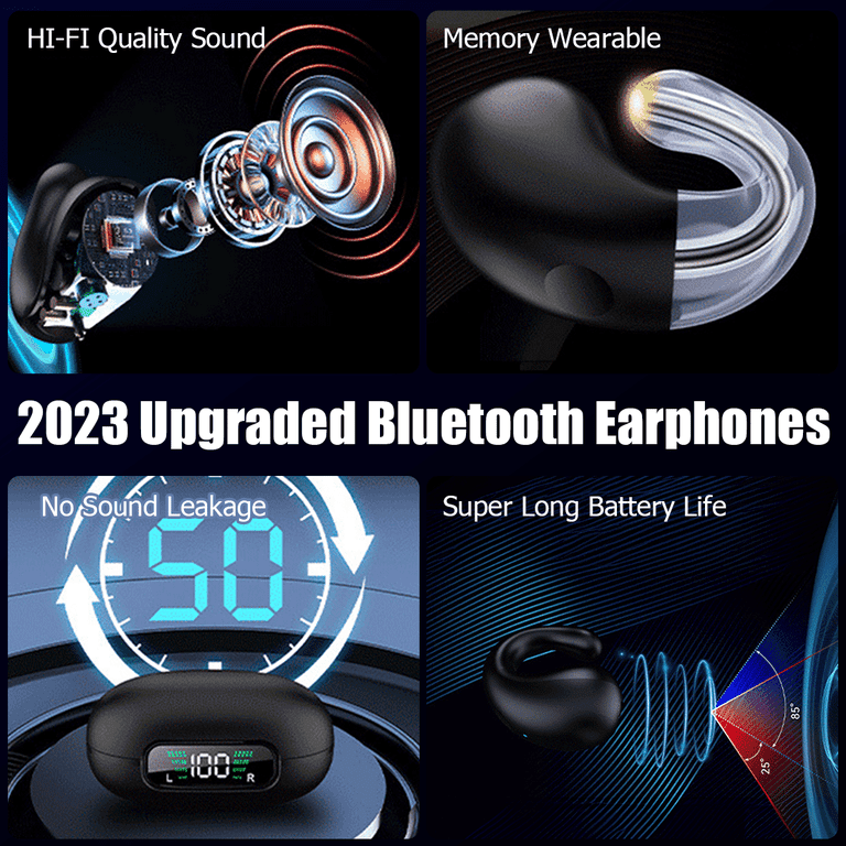 Open Ear Headphones Wireless Bone Conduction Head Set Ear Buds Wireless  Earphones Over The Ear Single Earbuds Wrap Around Bone Conduction Earbuds  with