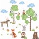 thumbnail image 1 of Calcomanías de pared de animales del bosque de cartón, árboles, nubes, ciervos, conejos, zorros, decoración de pared, pegatinas de animales de dibujos animados, 1 of 9