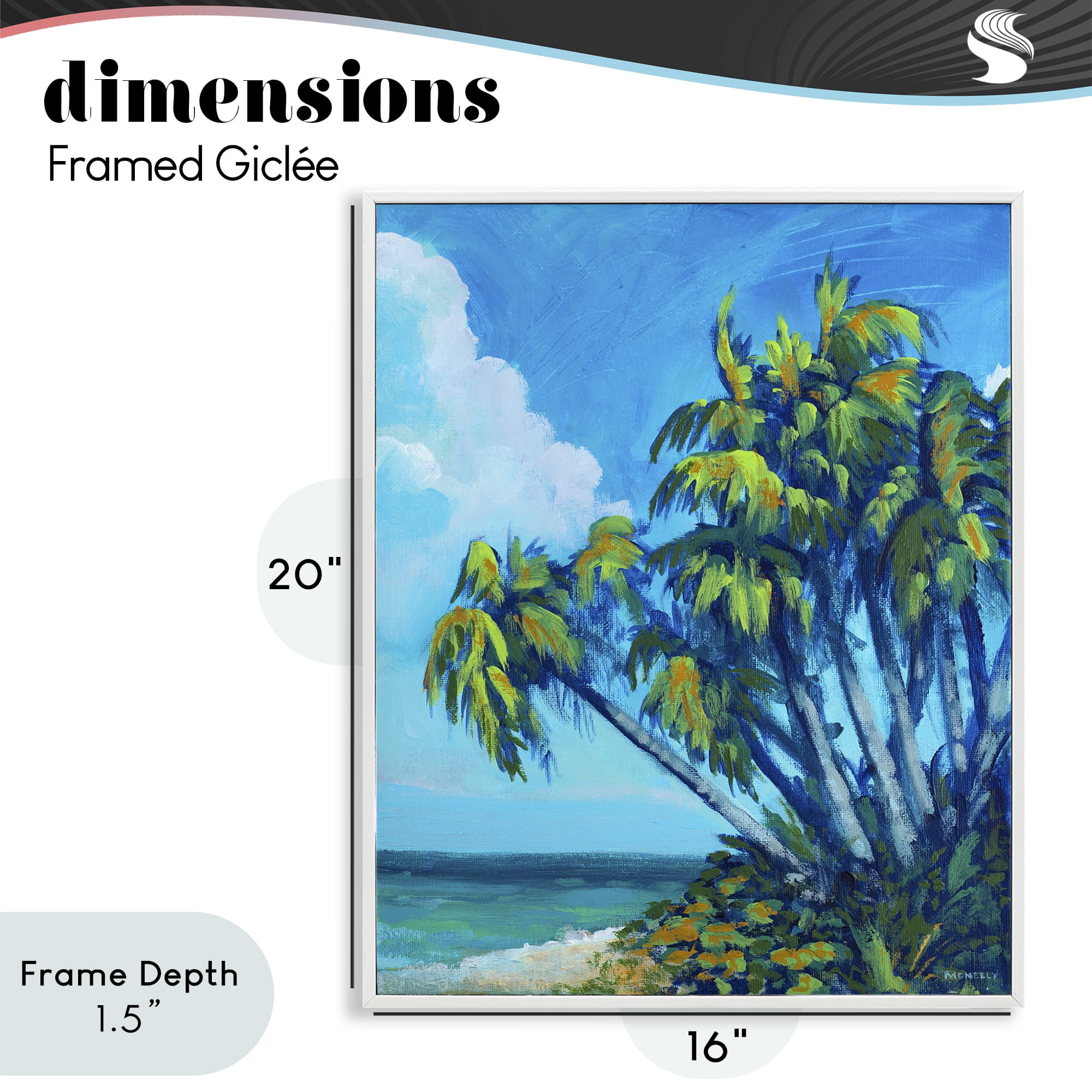 Stupell Industries Cerulean Sky & Palms White Framed Giclee Art, design by Dan Meneely