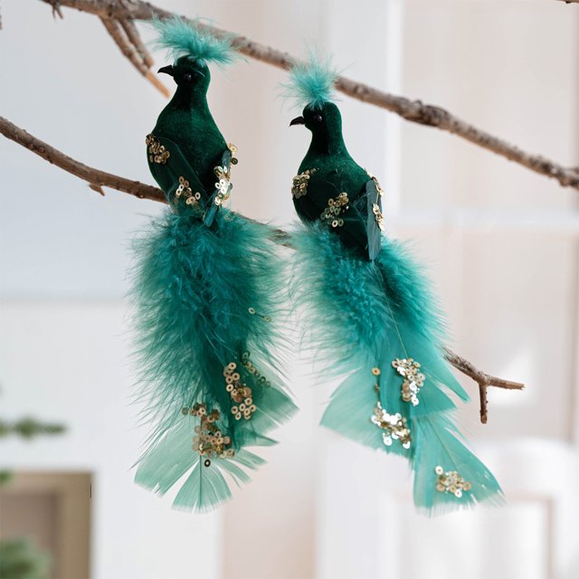 Christmas Decorations Colorful Feathers Simulation Birds Branch Decorative Props Decoration Christmas Decoration 2 Suit